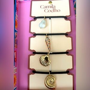 Camila Coelho Gold and Multicolor Charm Hair Tie NWT